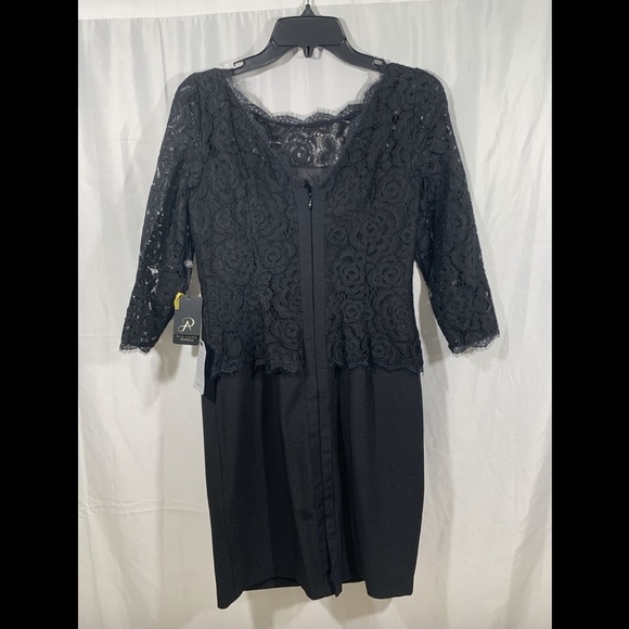 NWT $140 Adrianna Papell Lace & Crepe Sheath Dress Black [ SZ‎ 4 ] - Picture 8 of 12